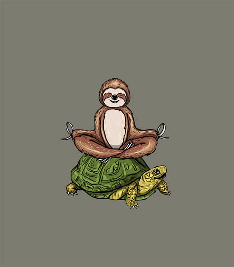 Sloth Riding Turtle Meditation Slow Down Digital Art By Johan Covalei Fine Art America