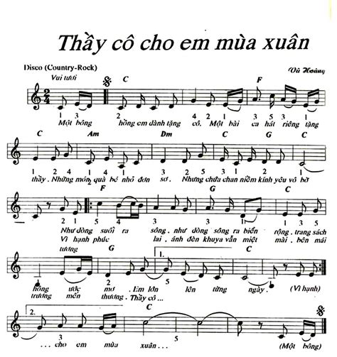 Sheet Thầy Cô Cho Em Mùa Xuân