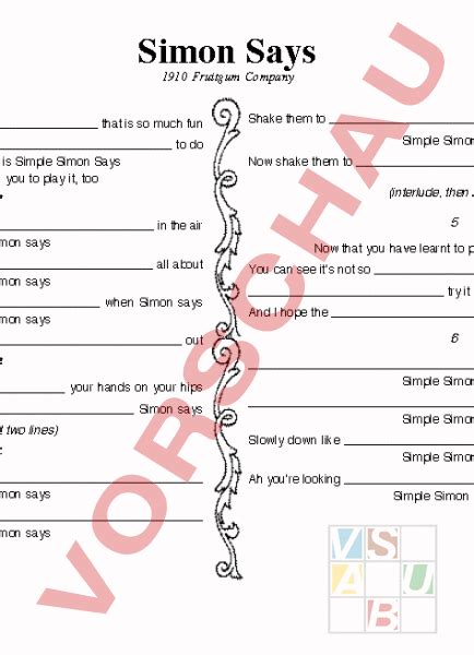 Arbeitsblatt Simon Says Worksheet Englisch Gemischte Themen