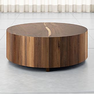 Round glass coffee tables with geometric brass base: Solid Wood Coffee Tables | Crate and Barrel