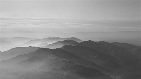 Mu40 Mountain Fog Nature Dark Bw Gray Sky View