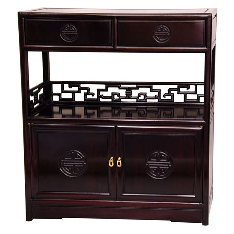 Oriental Furniture Rosewood Long Life Display Cabinet Rosewood Color
