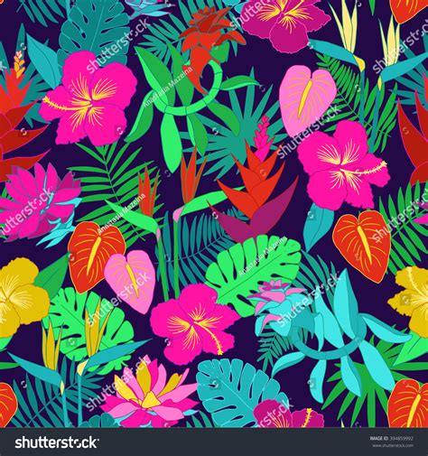 Floral pine insulated lunch bag. Seamless Tropical Jungle Floral Pattern Beautiful Stock ...