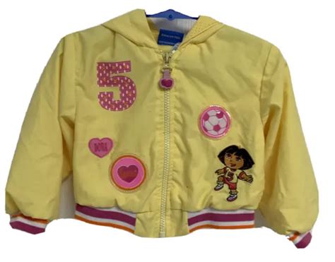 Nick Jr Toddlers Girls Yellow Dora The Explorer Hooded Jacket Size 2t