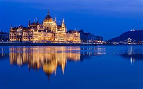 Download Reflection Architecture Monument Night River Danube Hungary