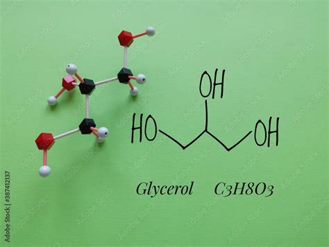 Structural Chemical Formula And Molecular Structure Model Of Glycerol
