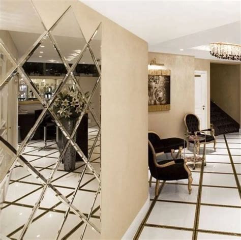 Luxury Beveled Mirror Tiles Decoration For Lobby Hallway In Decorative