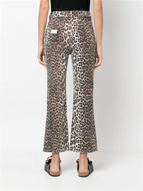 GANNI Betzy Leopard Cropped Jeans Farfetch