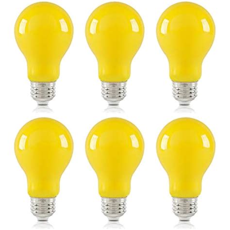 Yueximei A19 8w Led Yellow Bug Light Bulbs E26 800 Lumens Dimmable
