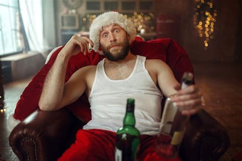 Premium Photo Bad Santa Claus Celebrate Christmas With Drugs And Alcohol