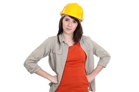 Female Builder With Hands On Hips Stock Photo Image Of Building