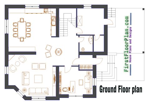 1500 Sqft House Ground Floor Plan Autocad Drawing Download Dwg File