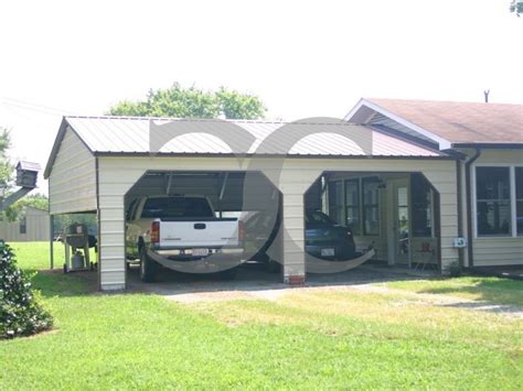 Allows for the option of a privacy screen. Carport | Vertical Roof | 24W x 26L x 8H | 1 Extended Gable | More