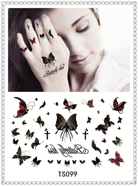 Yeeech Temporary Tattoos Sticker Butterfly Kiss Cross Design Waterproof