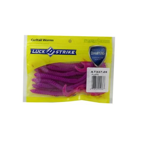 Luck E Strike 6 Twirl Tail Worm Purple Fire Bass Freshwater Soft