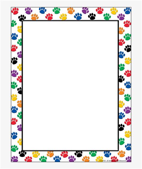 Colorful Paw Prints Computer Paper Colorful Paw Print Border