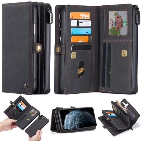 Iphone 11 Pro Wallet Case Dteck Matte Leather Zipper Wallet Case 17