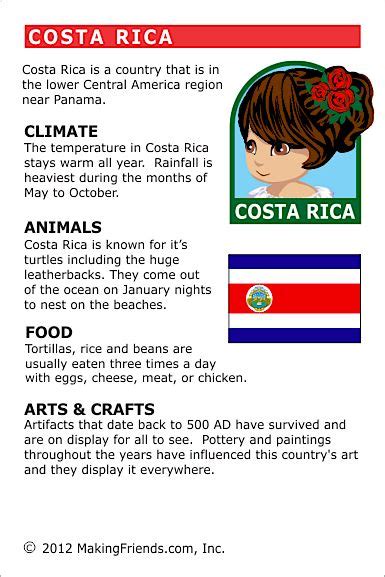 Facts About Costa Rica World Thinking Day Geography For Kids