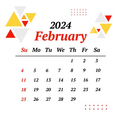 Calendar February 2024 Vector February 2024 Calendar February 2024