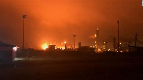 Hours After Explosions Rocked A Texas Chemical Plant A Fire Continues