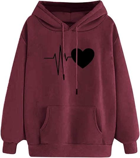 Heartbeat Fleece Hoodie Electrocardiogram Print Sweatshirt Simple Cool