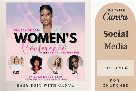 Women Conference Flyer For Canva Women Empowerment Flyer Etsy