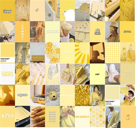 Pastel Yellow Wall Collage Kit Aesthetic Diseño De Habitaciones Para