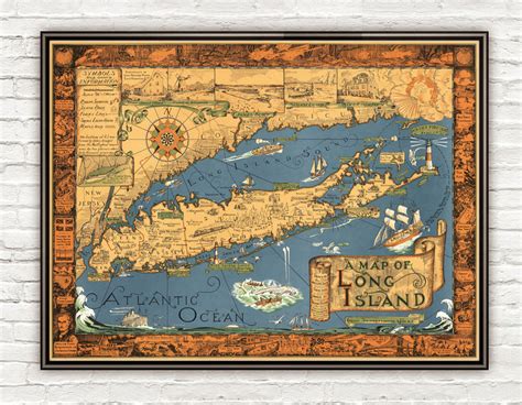 Old Map Of Long Island Vintage Map Wall Map Print Vintage Maps And Prints