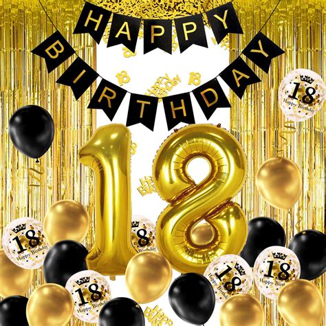 18th Birthday Banner 18th Birthday Party Decorations 18 Black Gold