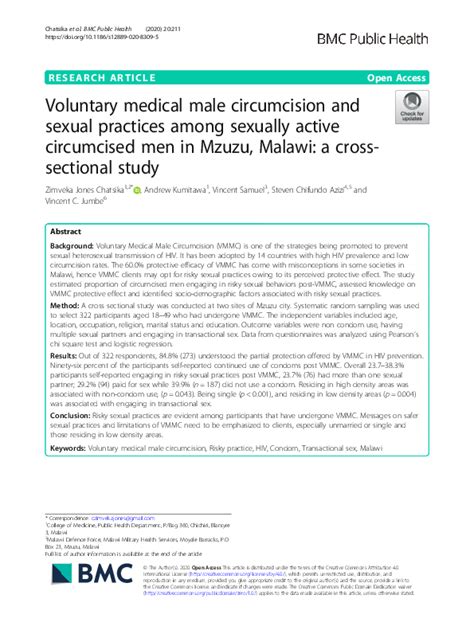 Pdf Voluntary Medical Male Circumcision And Sexual Practices Among