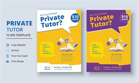 Private Tutor Flyer Template Graphic By Gentle Graphix · Creative Fabrica