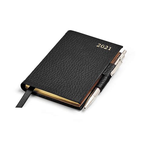 2021 Mini Pocket Diary With Pen In Black Pebble Aspinal
