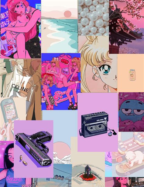 Anime Collage Kit Girly Aesthetic Wall Collage Kit Digital Etsy