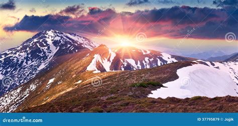 Colorful Spring Morning In The Mountains Stock Image Image Of