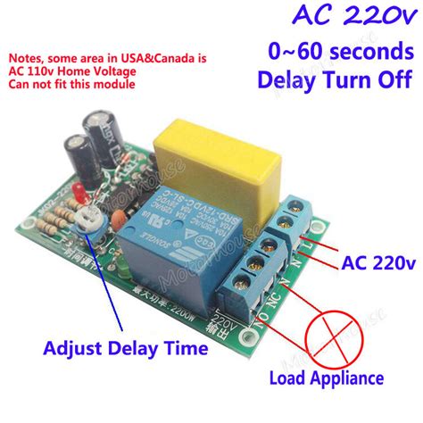 Ssr(solid state relay) interfacing with arduino: AC 220v 0~60s Delay time Board Relay Switch Delay turn off ...