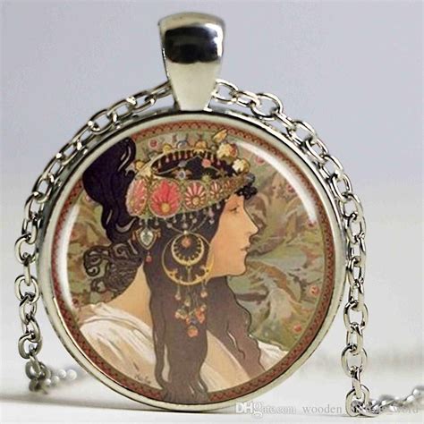 Alphonse Mucha Necklace Art Nouveau Alphonse Mucha Dainty Jewelry