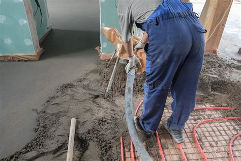 Pouring The Concrete Floor Stock Image Image Of Construction