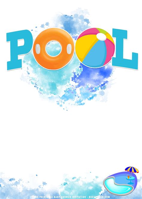 Free Printable Summer Pool Party Invitations