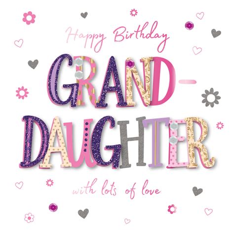 Grand Daughter Embellished Birthday Greeting Card Cards