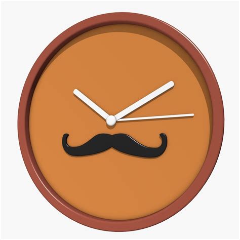 3d Model Funny Wall Clock With Moustache Cgtrader