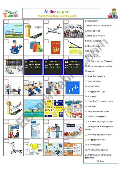 At The Airport ESL Worksheet By Sunshinenikki Vocabulary Games Vocabulary Worksheets Reading