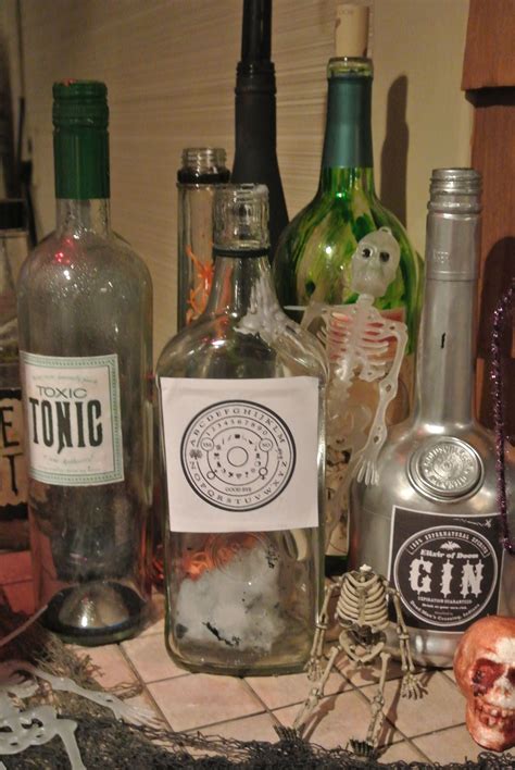 Bar Labels For Halloween Wedding Toxic Tonic Skulls Titos Vodka