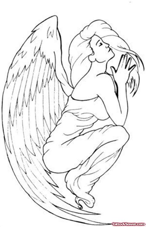 Devil Girl Sitting On Angel Tattoo Design
