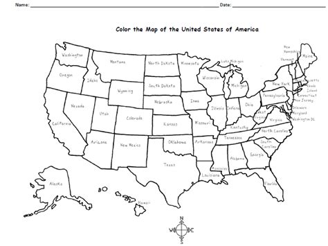 Color The Map Of The Usa Teaching Resources