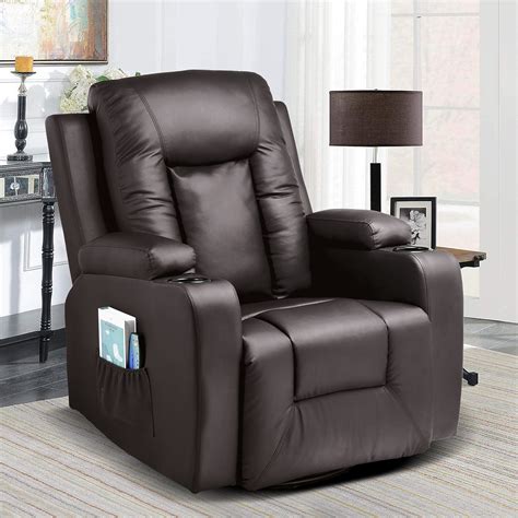 comhoma pu leather recliner chair modern rocker with heated massage ergonomic lounge 360 degree