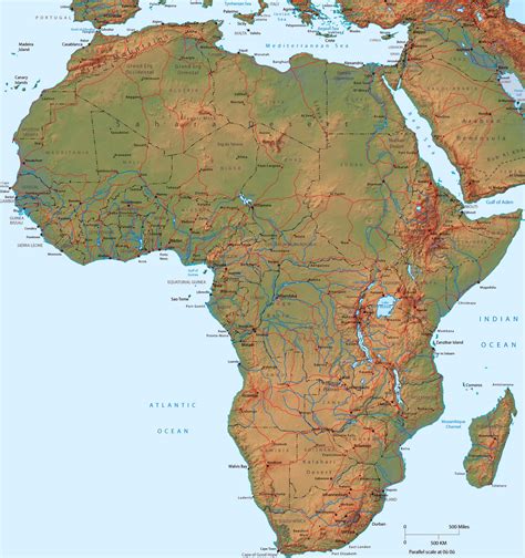 Detailed Political Map Of Africa With Relief Africa Mapsland Maps
