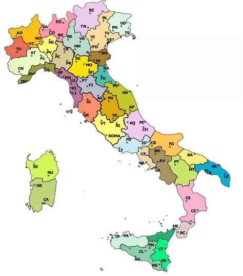 Mappa Italia Capoluoghi Provincia Per Quel Che Concerne I Comuni E Le