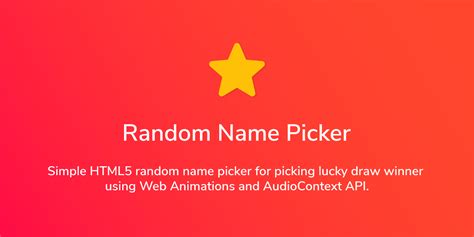 Github Icelamrandom Name Picker Simple Html5 Random Name Picker For