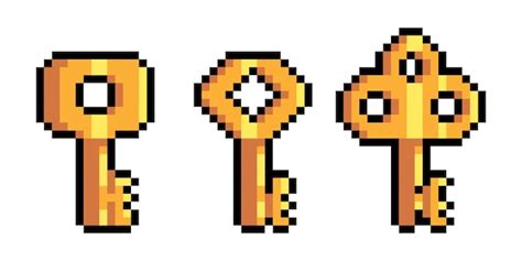 Premium Vector Pixel Art Gold Key Game Icons