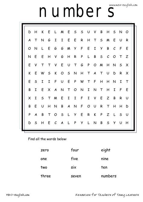 Numbers1 Wordsearch